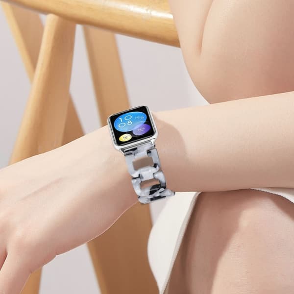 Urrem Xiaomi Redmi Watch 4 D-Shape Resin Replacement Watchband - Sort + Hvid Black