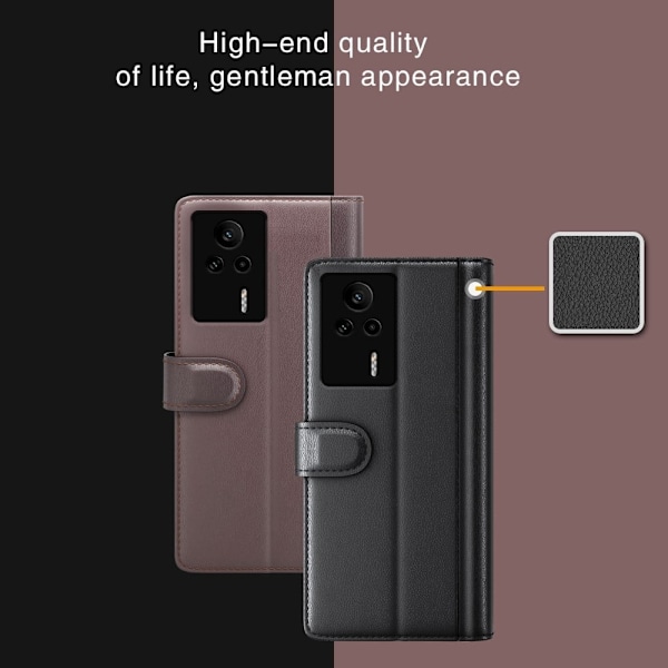 Äkta läder Xiaomi Redmi K60E fodral med korthållare Brun