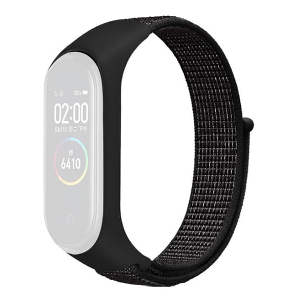 Xiaomi Mi Band 7 / 6 / 5 nylonkellon hihna - Heijastava Musta Black