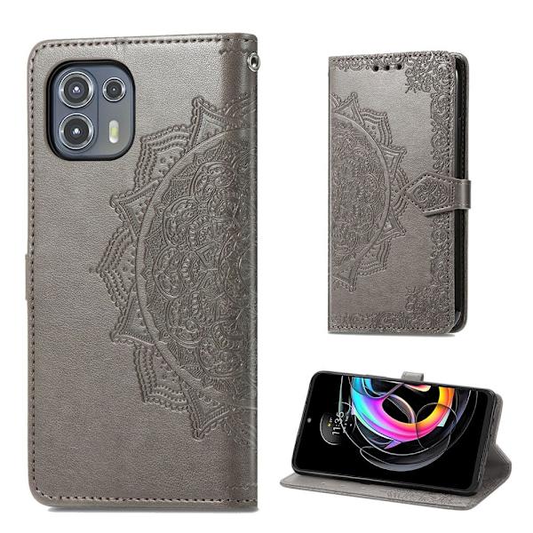 Mandala Motorola Edge 20 Lite Flippetui - Grå Silver grey