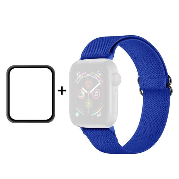 ENKAY Apple Watch 40mm elastinen kellohihna + näytönsuoja - Sininen Blue