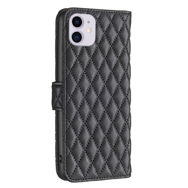 Rombemønster, matt flip-deksel for iPhone 11 - Svart Black
