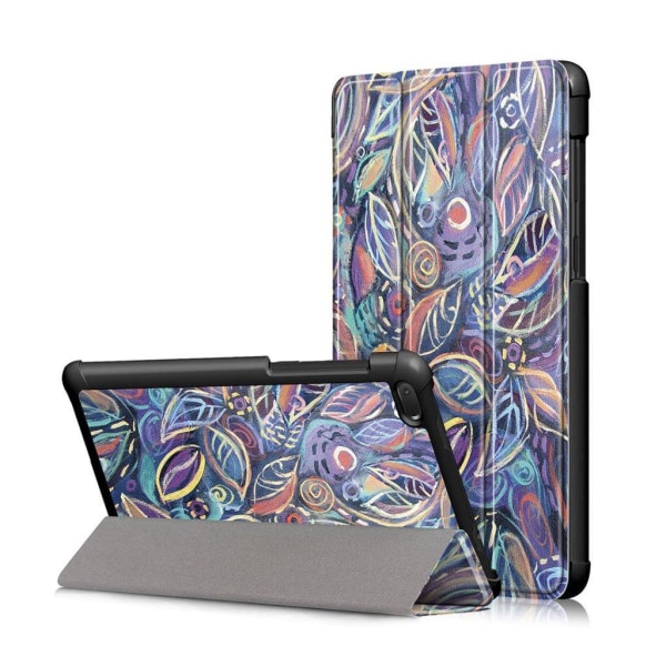 Lenovo Tab E7 patterned leather flip case - Leaves Multicolor