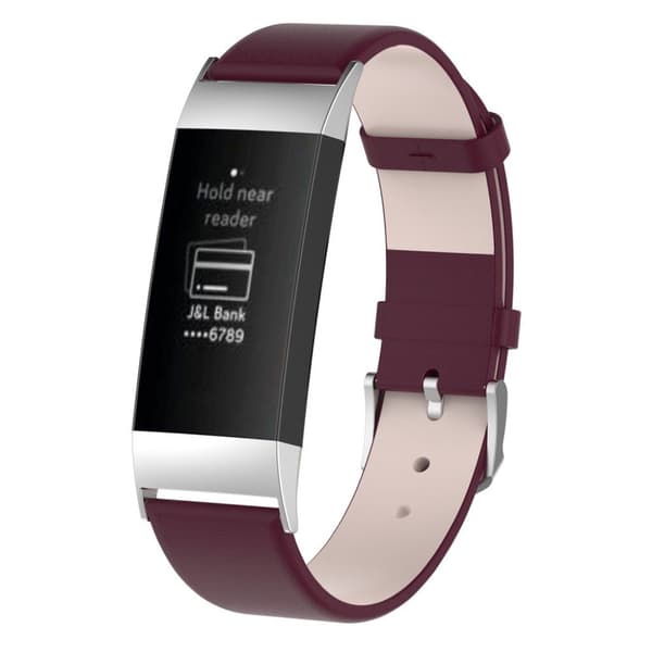 Fitbit Charge 3 aitoa nahkaa Kellon ranneke - Viininpunainen Red