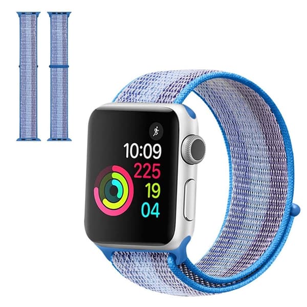 Apple Watch Series 5 44mm vandtæt nylon urrem - Stribe Søblå Blue