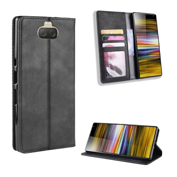 Sony Xperia 10 Plus fodral i vintagestil - Svart Svart