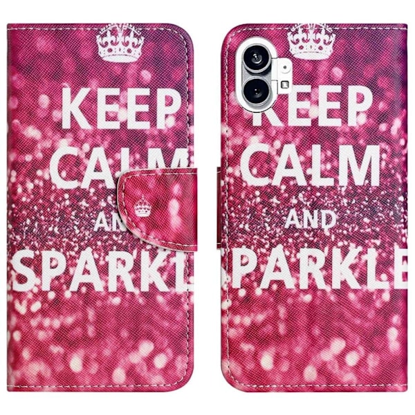 Wonderland Nothing Phone (1) Flip Etui - Keep Calm og Sparkle Red