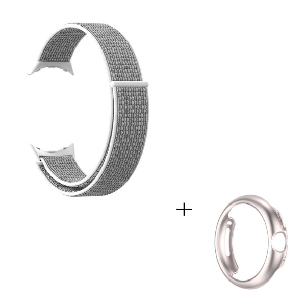 Google Pixel Watch nylonklokkerem med stjernelysdeksel - Grå / Hvit Silver grey