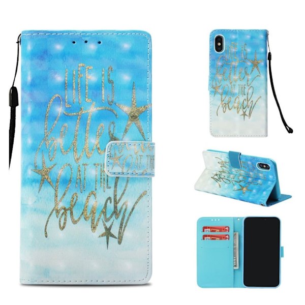 iPhone Xs Max flip case i mønstret læder - Citatmønster Multicolor