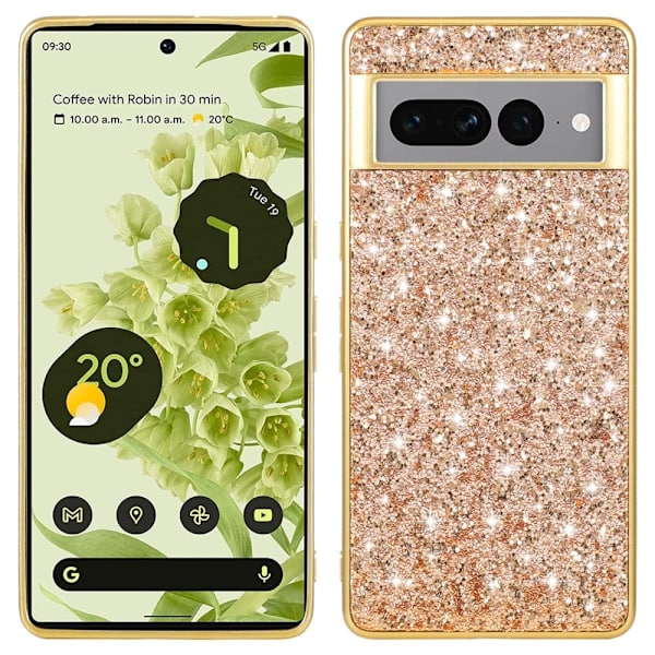 Glitter Google Pixel 7a Etui - Guld Gold