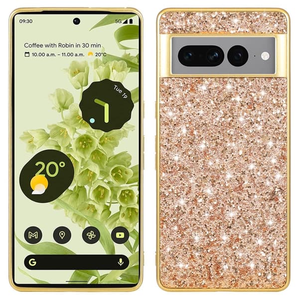 Glitter Google Pixel 7a Suojakotelo - Kulta Gold