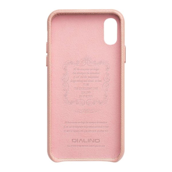 QIALINO iPhone Xr fodral i äkta läder med litchi-textur - Rosa Rosa