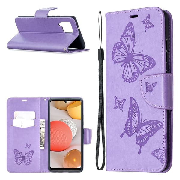 Butterfly Samsung Galaxy A42 5g Flip Etui - Lilla Purple