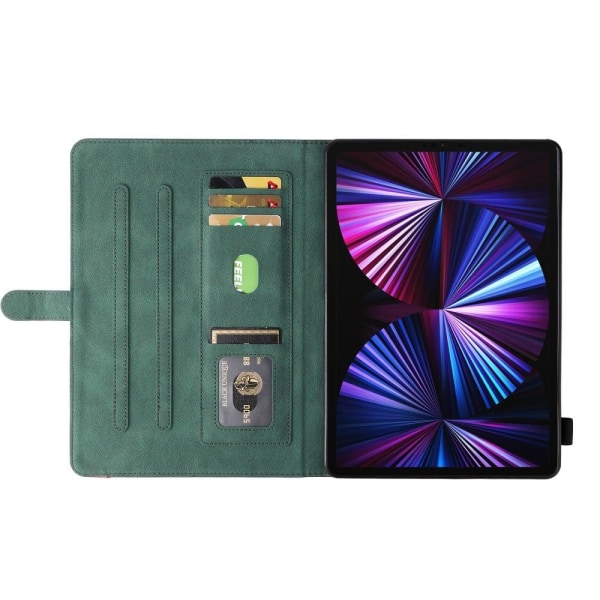 KT Leather Series-1 Dual-Color Splicing Magnetic Clasp Closure Leather Tablet Case Stand Cover with Card Slots iPad Pro 12.9 (2022) / (2021) / (2020) Green