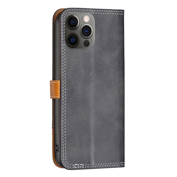 BINFEN tofarget læretui for iPhone 12 / iPhone 12 Pro - Svart Black