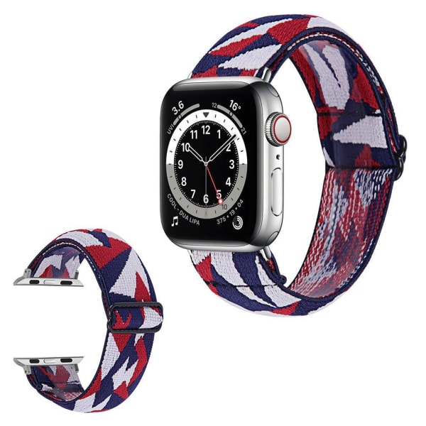 Apple Watch 42mm - 44mm elastisk urrem med stilfuldt mønster - Fragmenter Af Rød Og Blå Multicolor