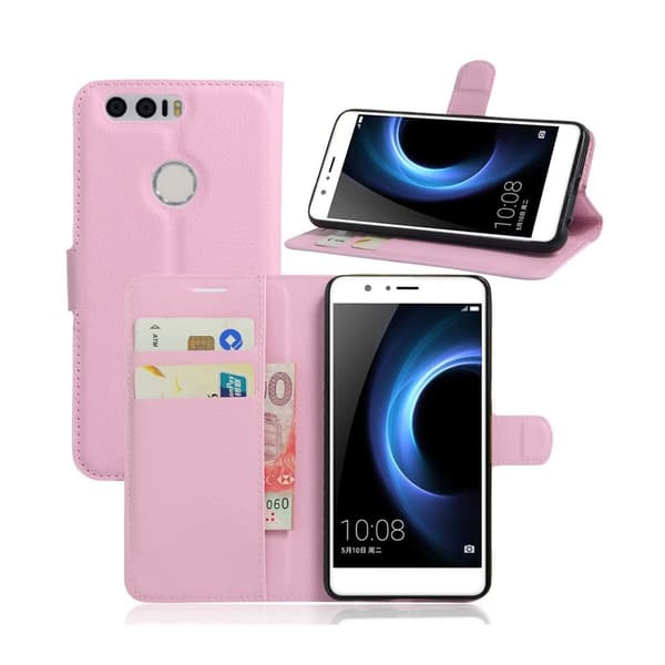 Mankell Huawei Honor 8 Læretui med litchi tekstur - Rosa Pink