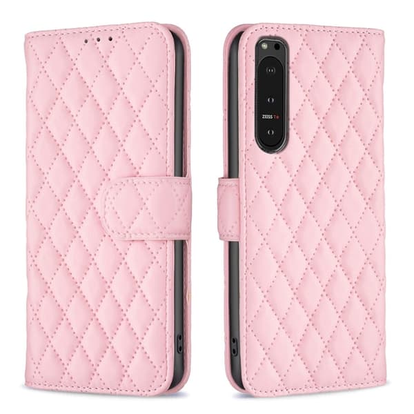 Rhombus mat Sony Xperia 10 VI flip etui - Lyserød Pink