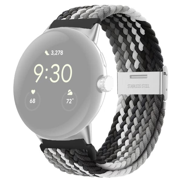 Nailoninen kellohihna Google Pixel -kelloon - Musta / Harmaa Silver grey