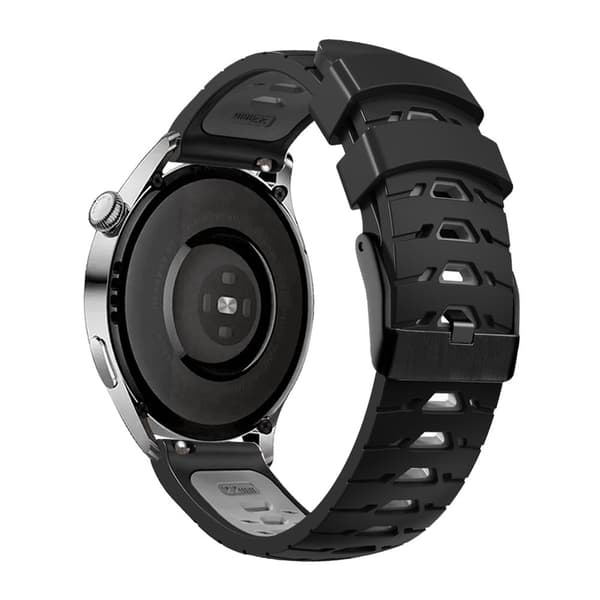 20 mm universel tofarvet silikone-urrem - Sort / Grå Black