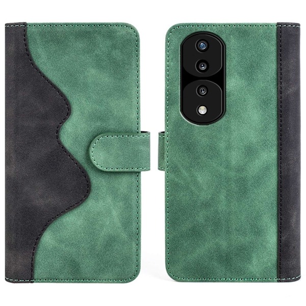 Tvåfärgat Honor 70 Pro fodral i läder - Grön Grön