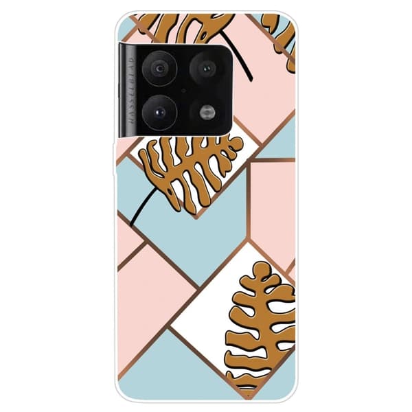 Marble OnePlus 10 Pro Etui - Toon Leaves i Pink og Blå Multicolor