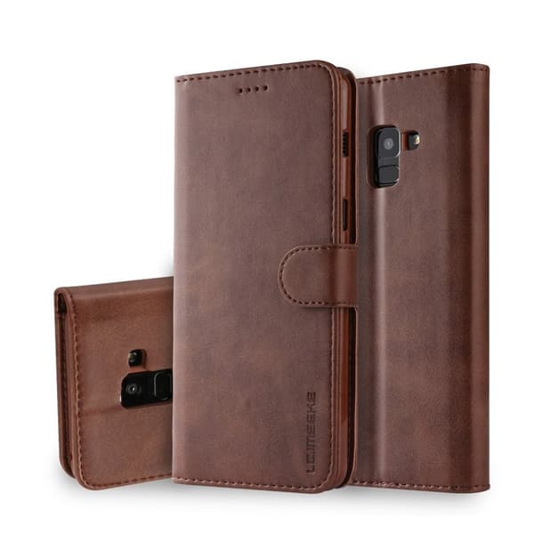 LC.IMEEKE Samsung Galaxy A8 (2018) PU læder flip etui - Kaffe Brown