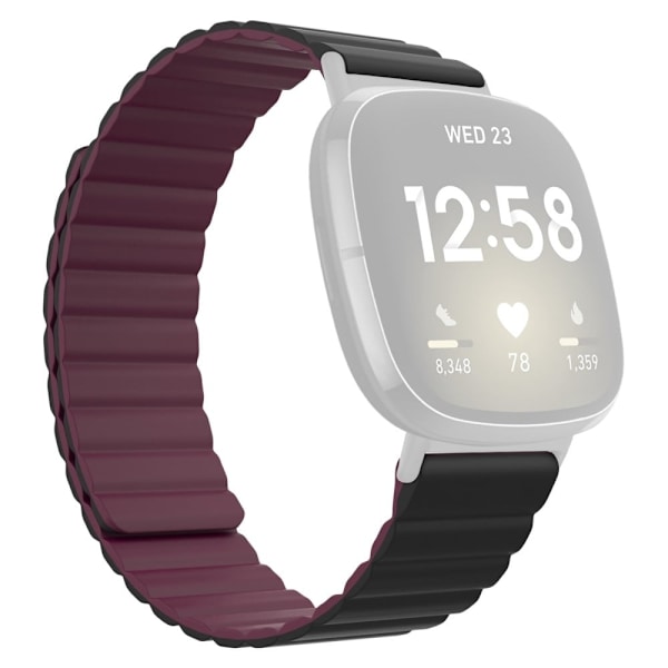 Fitbit Sense / Versa 3 silikone-urrem - Sort / Rødvin Red