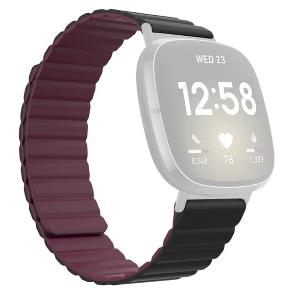 Fitbit Sense / Versa 3 silikonikellon hihna - Musta / Viininpunainen Red