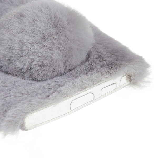 Fluffy Rabbit Samsung Galaxy S22 Ultra skal - Silver/Grå Silvergrå