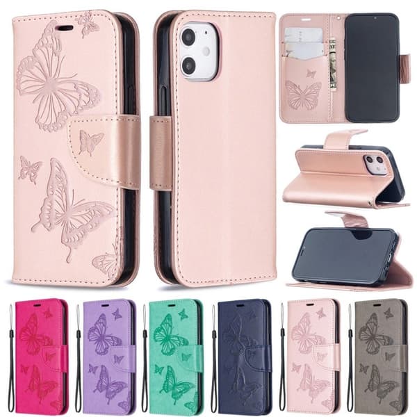 Butterfly iPhone 12 Mini Flippetui - Rose Gull Pink