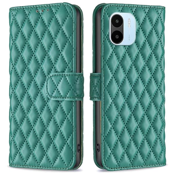 Rombemønster, matt flip-deksel for Xiaomi Redmi A1 - Grønn Green