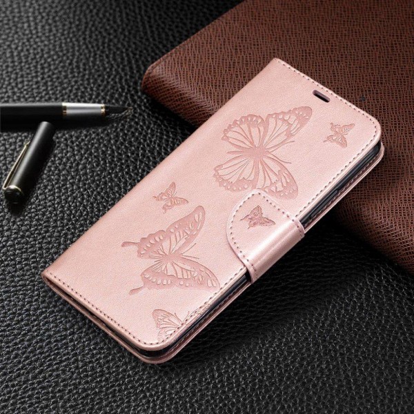 Butterfly läder Xiaomi Redmi 9 fodral - Rosa Rosa
