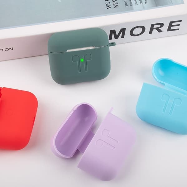 AirPods 3 design gravert silikonetui med karabinkrok - Lysegrønn Green