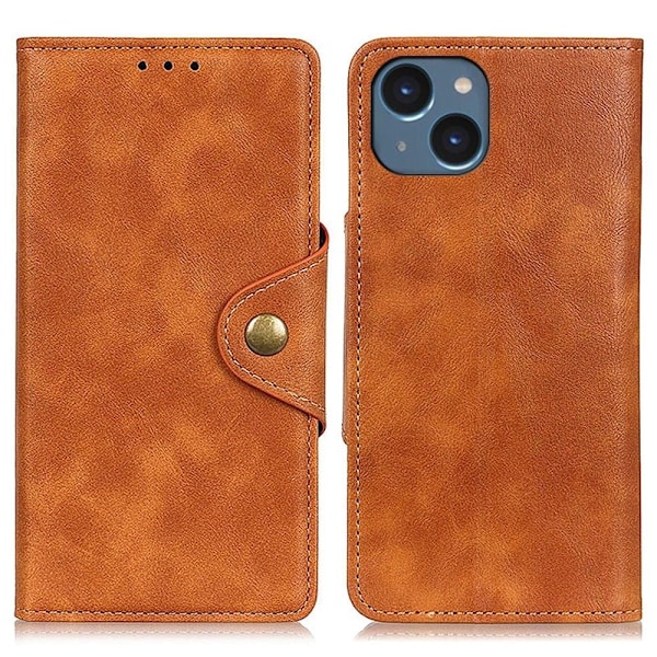 Alpha iPhone 14 læder flip etui - Brun Brown