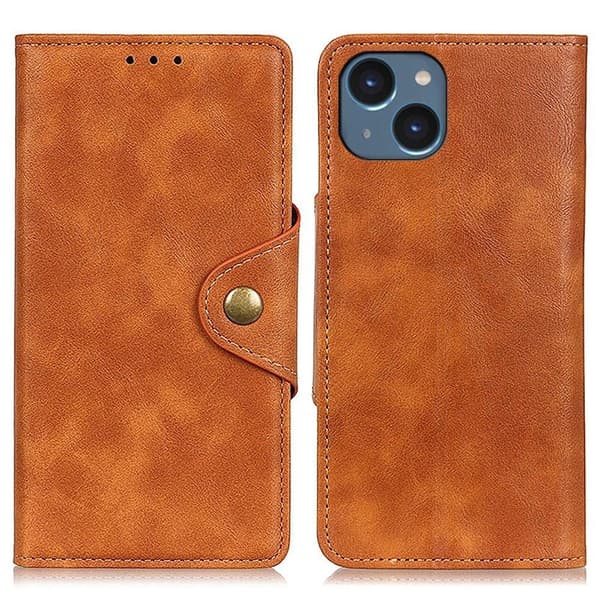 Alpha iPhone 14 nahkainen läppäkotelo - Ruskea Brown
