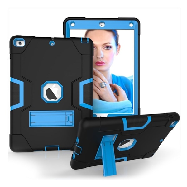 iPad (2017) bi-farve silikone hybrid etui - Baby blå / Sort Multicolor