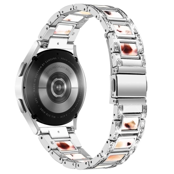 Rhinestone décor resin watch strap for Samsung Galaxy Watch 4 - Silver grey