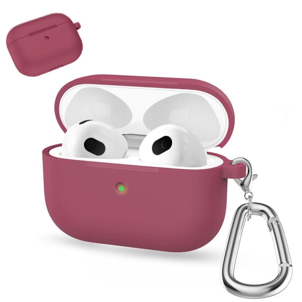 AirPods silikonfodral med karbinhake - Rosenröd Röd