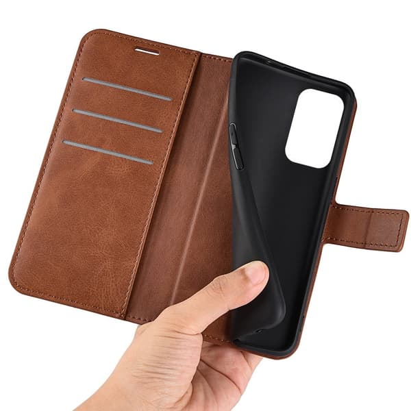 Hållbart konstläder Xiaomi Redmi Note 11T 5G / Xiaomi Redmi Note 11S 5G fodral med plånbok - Brun Brun