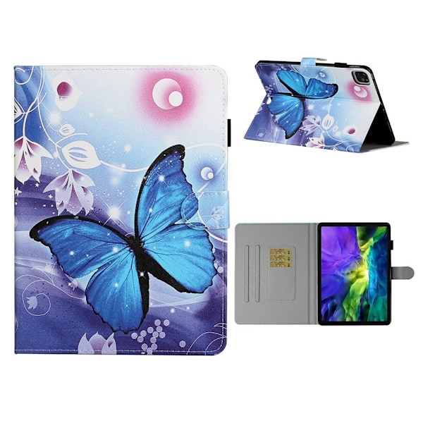 iPad Pro 11 tum (2020) / (2018) coolt mönstrat flipfodral i läder - Blå Fjäril Blå