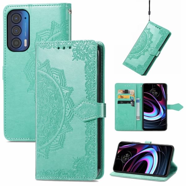 Mandala Motorola Edge (2021) Flip Etui - Grøn Green