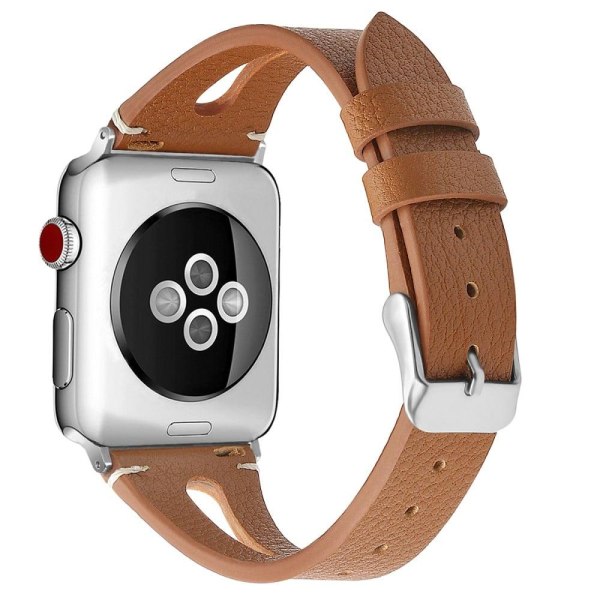 Apple Watch (45mm) Top Layer Koläder äkta Läder Klockarmband - B Brun