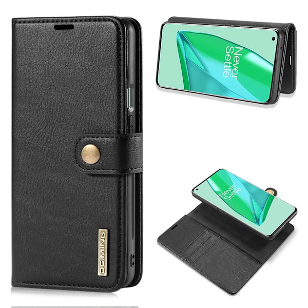 DG.MING OnePlus 9 Pro 2-in-1 lompakkokotelo - Musta Black
