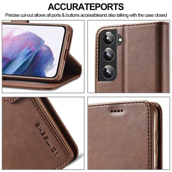 LC.Imeeke Samsung Galaxy S22 Flippetui - Mørkebrun Brown
