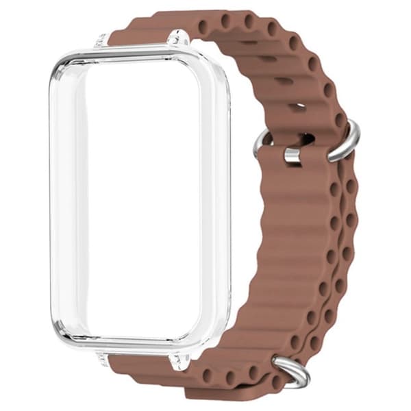 Honor band 9 Watch band Ocean Silicone Strap with Transparent Case - Brown Brun