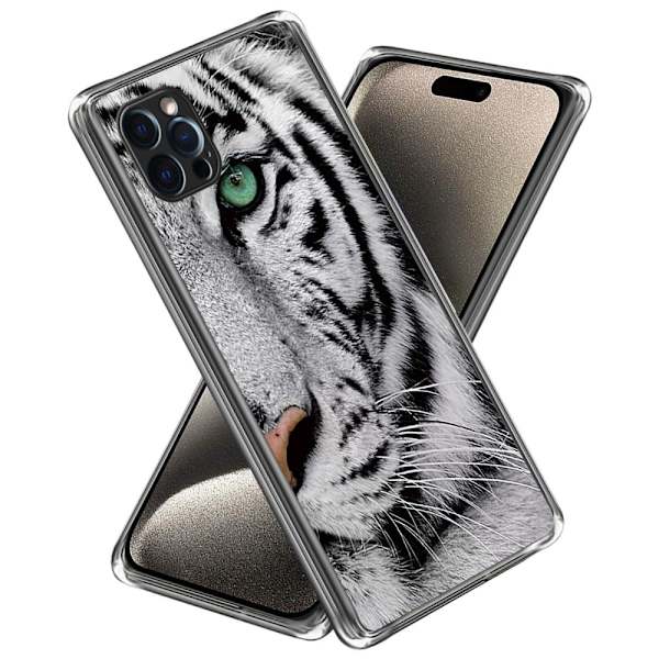 Deco iPhone 16 Pro Max kotelot - Tiikerin Pää Silver grey