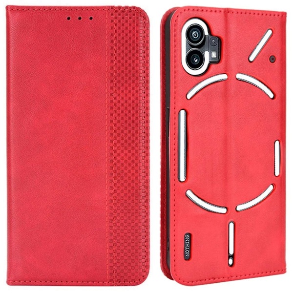 Bofink Vintage Nothing Phone (1) Læder Etui - Rød Red