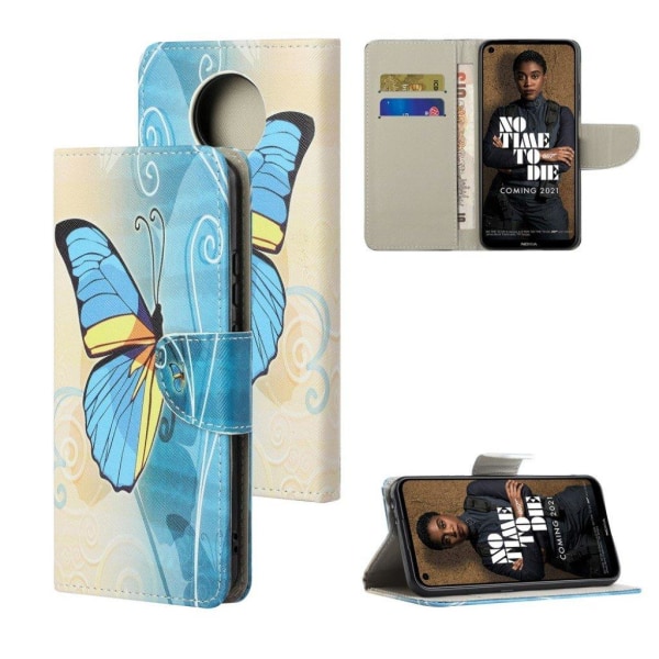 wonderland Nokia 3.4 flip etui - blå sommerfugl Blue