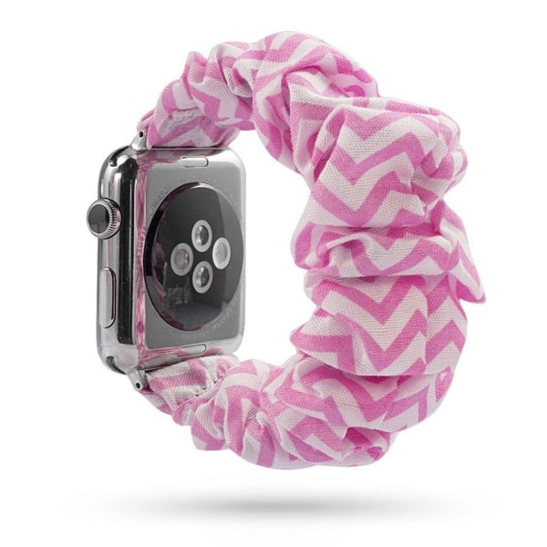 Apple Watch Series 5 44mm stof Mønster urrem - Rose Bølgede Linjer Pink